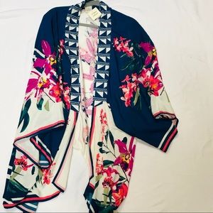 Flying Tomato Big Floral Cascading Kimono Duster
